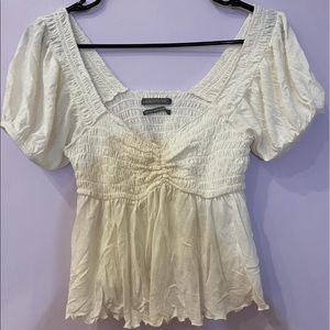 Urban Outfitters Cream Rushed Blouse. Women’s size Small. Cropped. LIKE NEW.